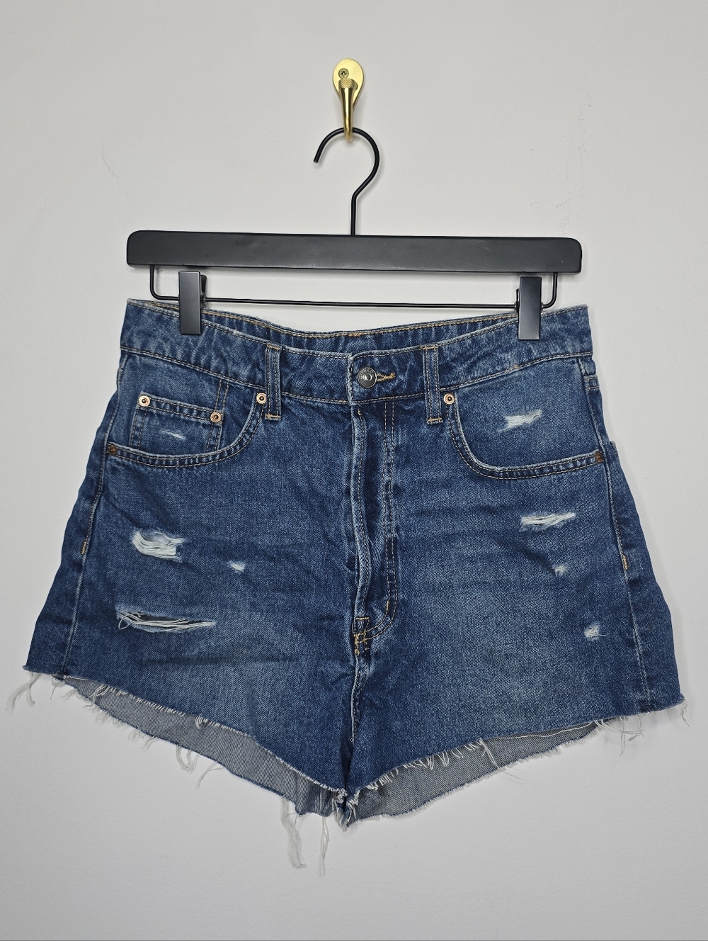 H&M Divided High Waist Cut Off Denim Shorts Size 10 NWT